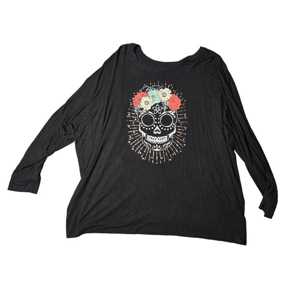 Torrid Super Soft Skull Black Dolman Tee - Picture 2 of 5